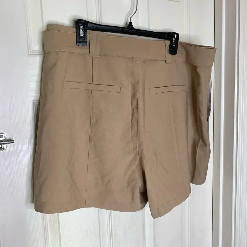 JustFab Khaki Lined Belted Shorts Size 2X